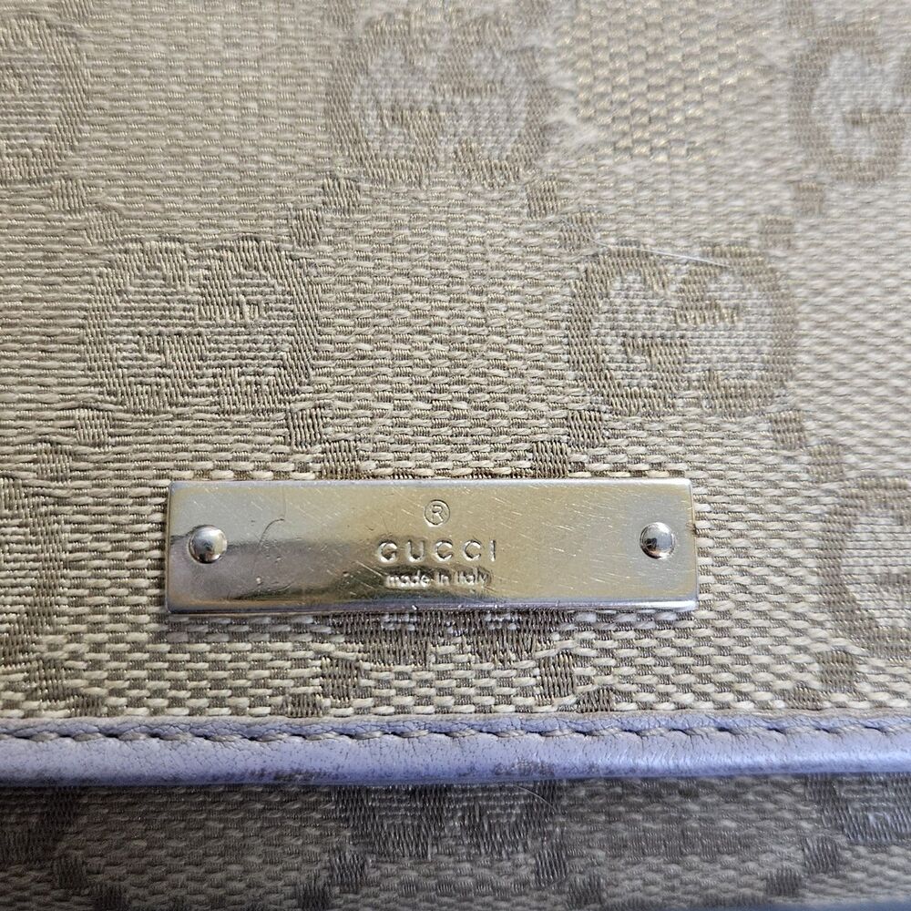 Gucci (Authentic) GG Monogram Canvas & Purple Leather Accent Long Vintage Wallet - Picture 6 of 11